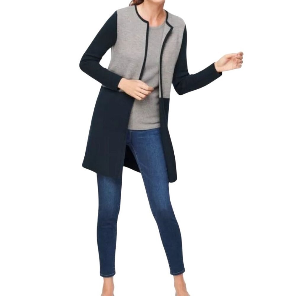 Talbots Merino Wool Color Block Long Line Open Fr… - image 4